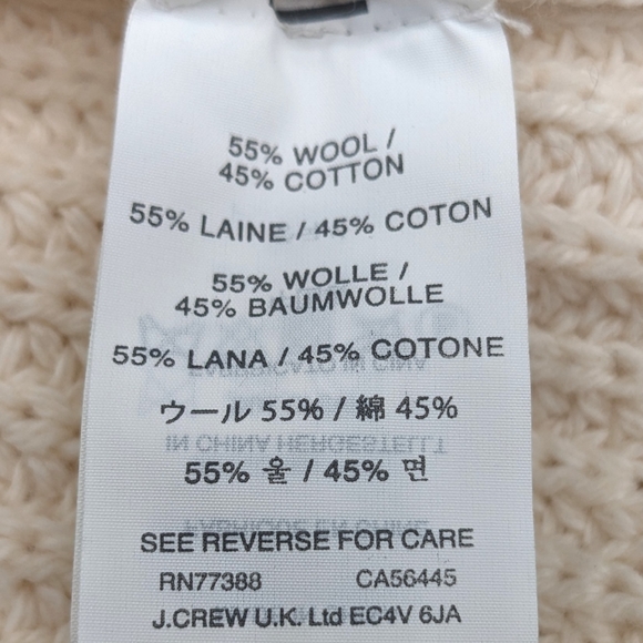 J. Crew Sweater Ivory Wool Cotton Blend with Cutouts Women's Size Small - Picture 5 of 6